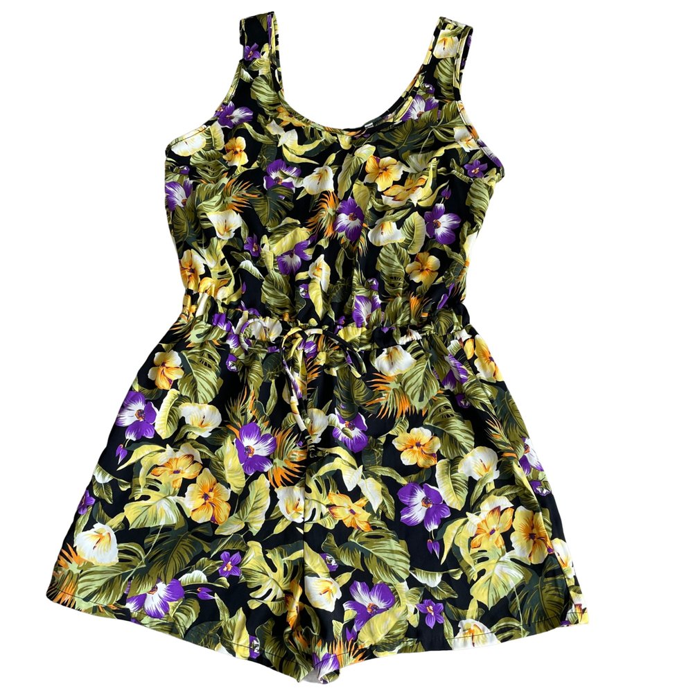 Peppermint Women's Floral Tropical Romper SZ S